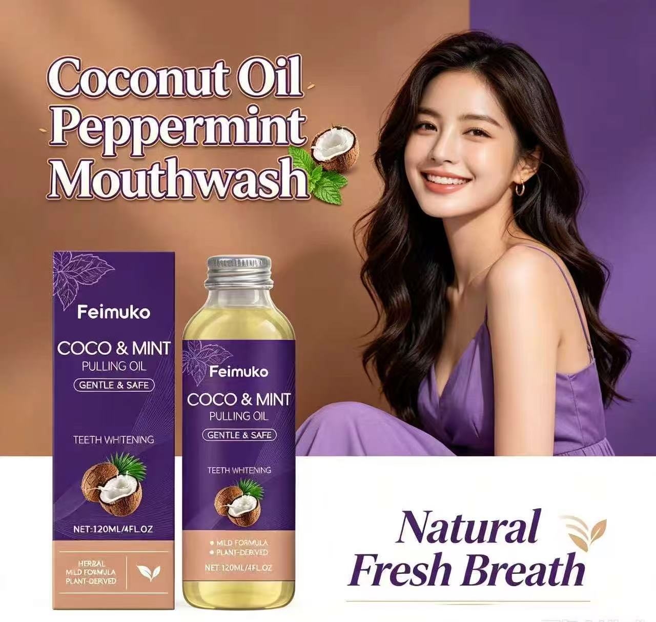 Coconut Oil Pull - Kokosolie Pepermunt Mondwater Natuurlijk Plantaardig Mild