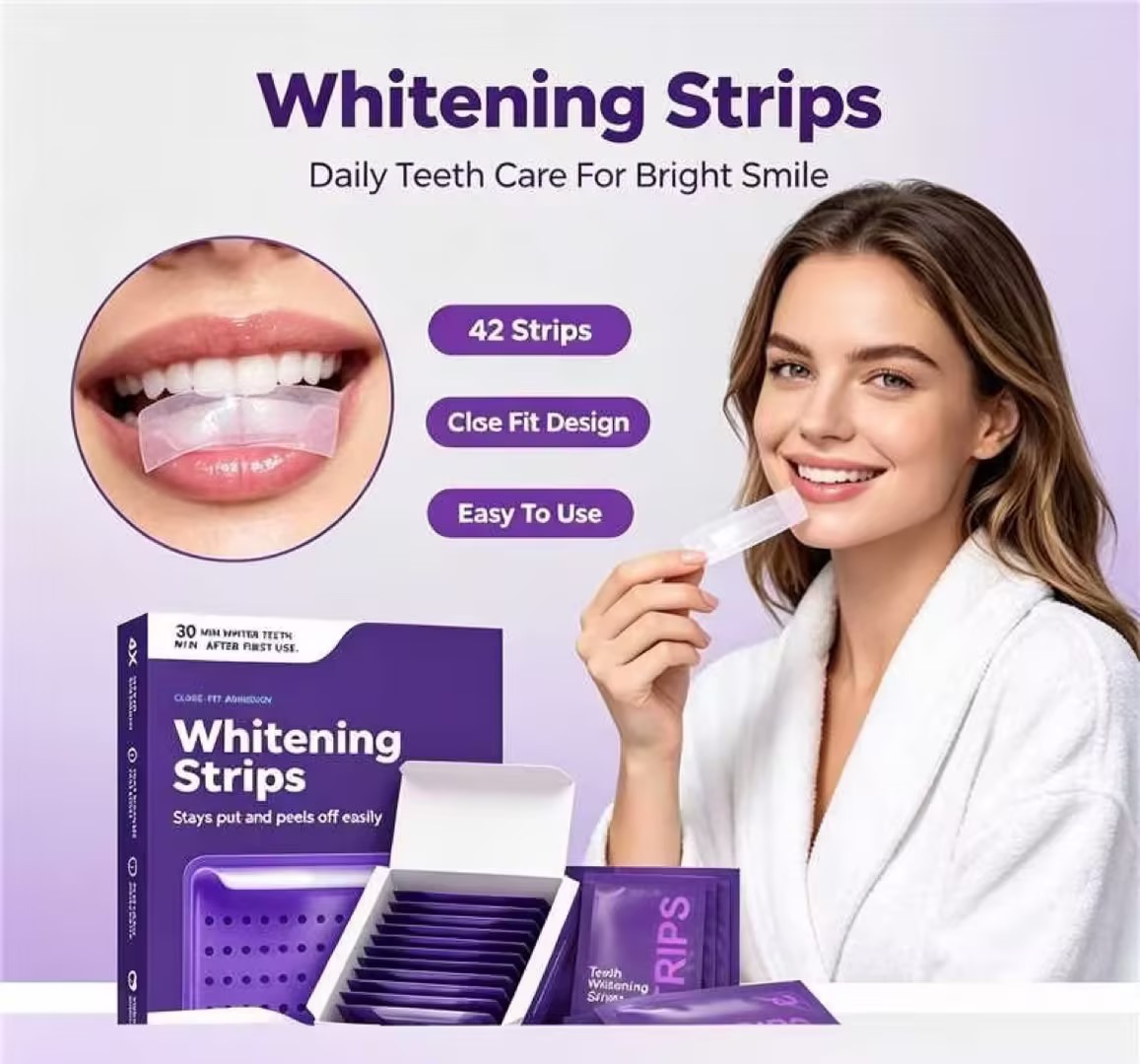 Teeth Whitening In Office - Tandenbleekstrips 42 stuks, nauwsluitend, zelfklevend, zachte