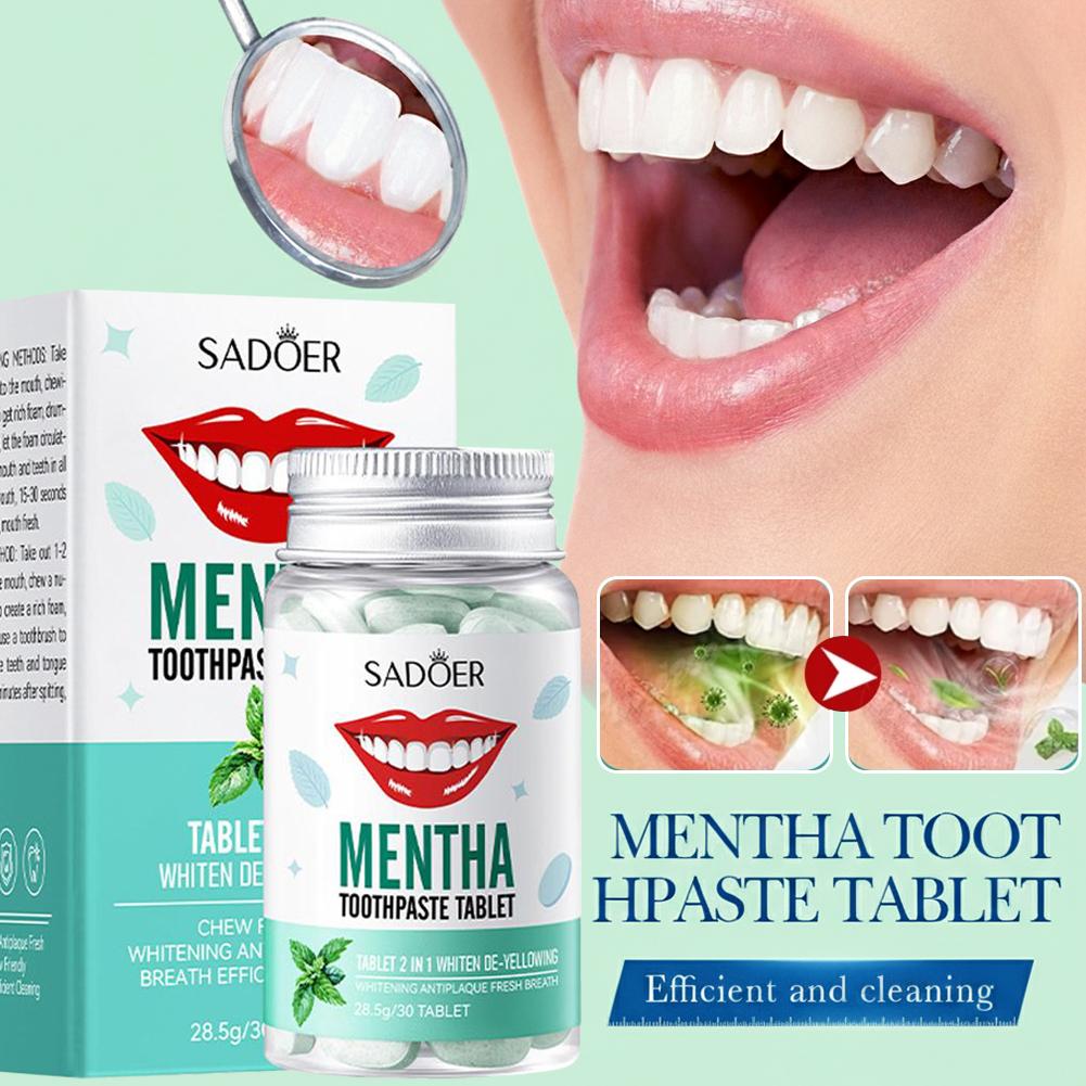 Teeth Whitening Treatment - 30 Stuks Solide Tandpasta Tabletten Tanden