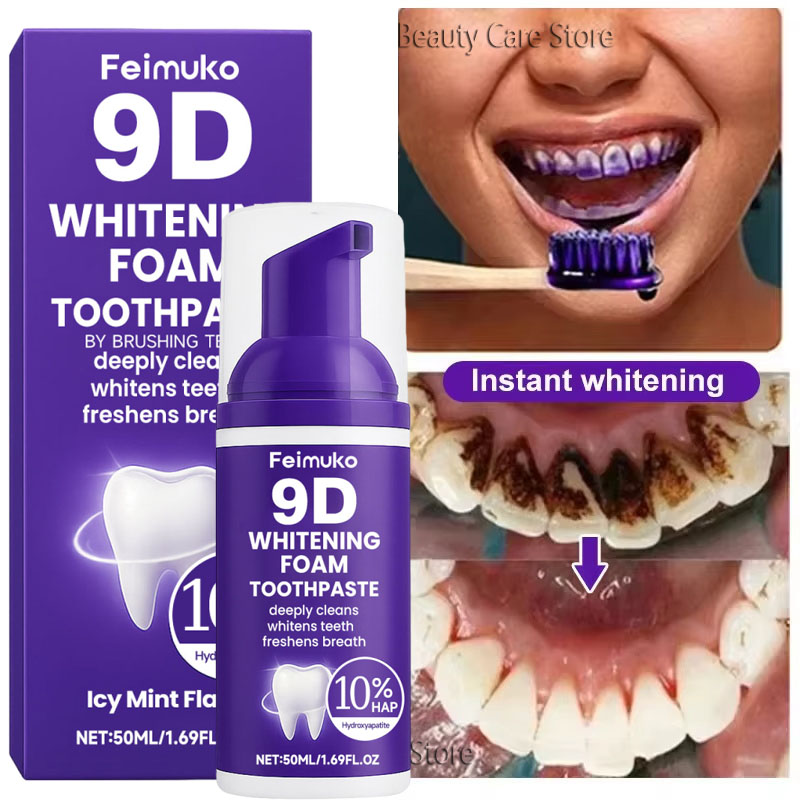 Teeth Whitening Treatment - 9D Paarse Tandenbleek Tandpasta Mousse Intensieve