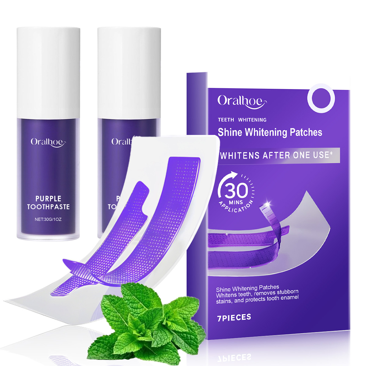 Teeth Whitening In Office - Paarse tandenbleek-comboset – Vlekverwijderende strips &