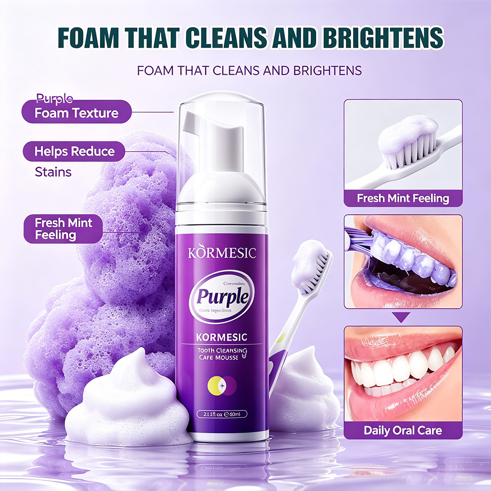 Teeth Whitening Foam Toothpaste - Paarse Whitening Tand Mousse Schuim V34