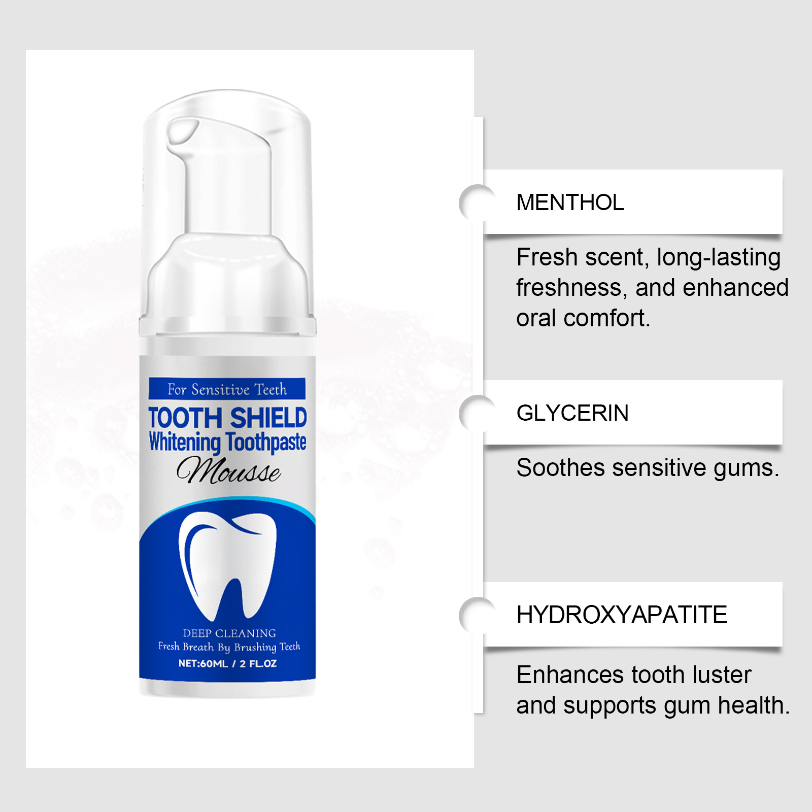 Hydroxyapatiet Tandpasta's voo - Teeth Whitening Foam Toothpaste recensie en prijs