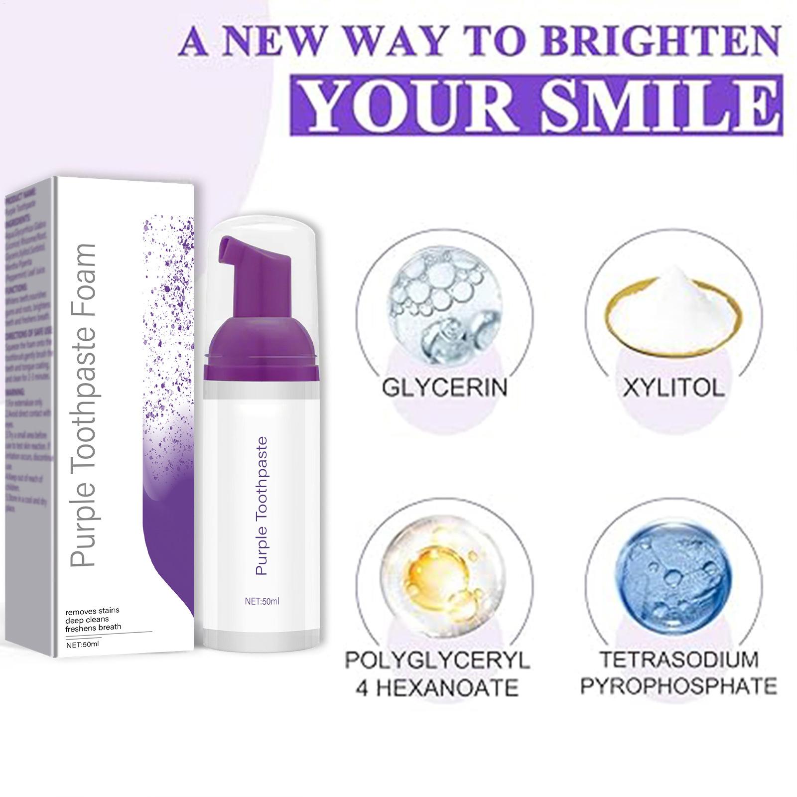 50ml Paarse Whitening Tandpast - Teeth Whitening Foam Toothpaste recensie en prijs