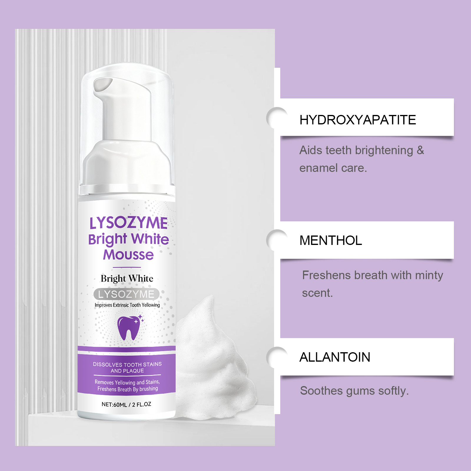 Hydroxyapatiet Witmakende Tand - Teeth Whitening Foam Toothpaste recensie en prijs